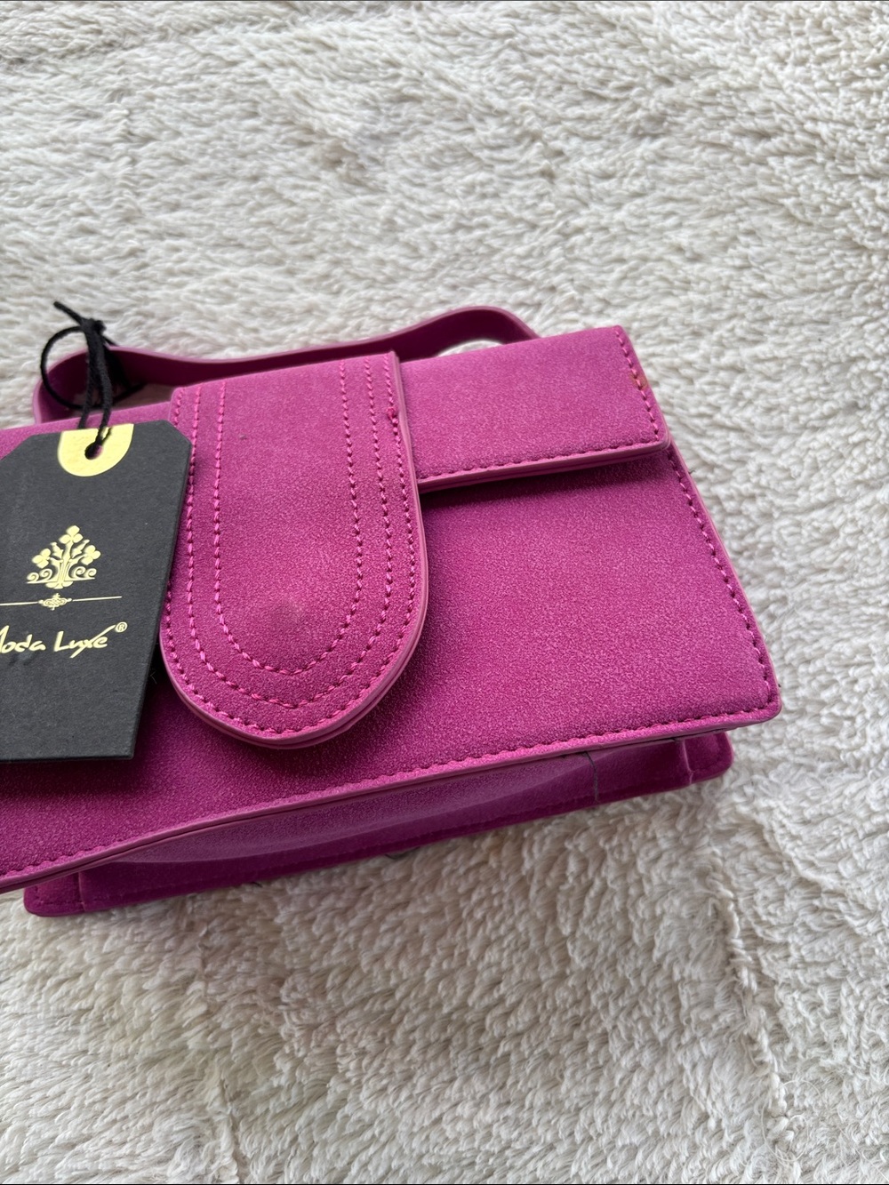 Moda Luxe Magenta Suede Wristlet Clutch